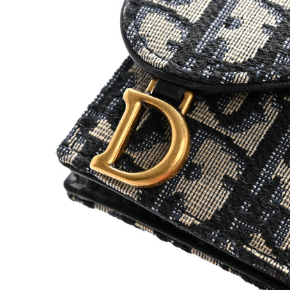 Christian Dior Oblique Saddle Card Holder Blue 9 of 9