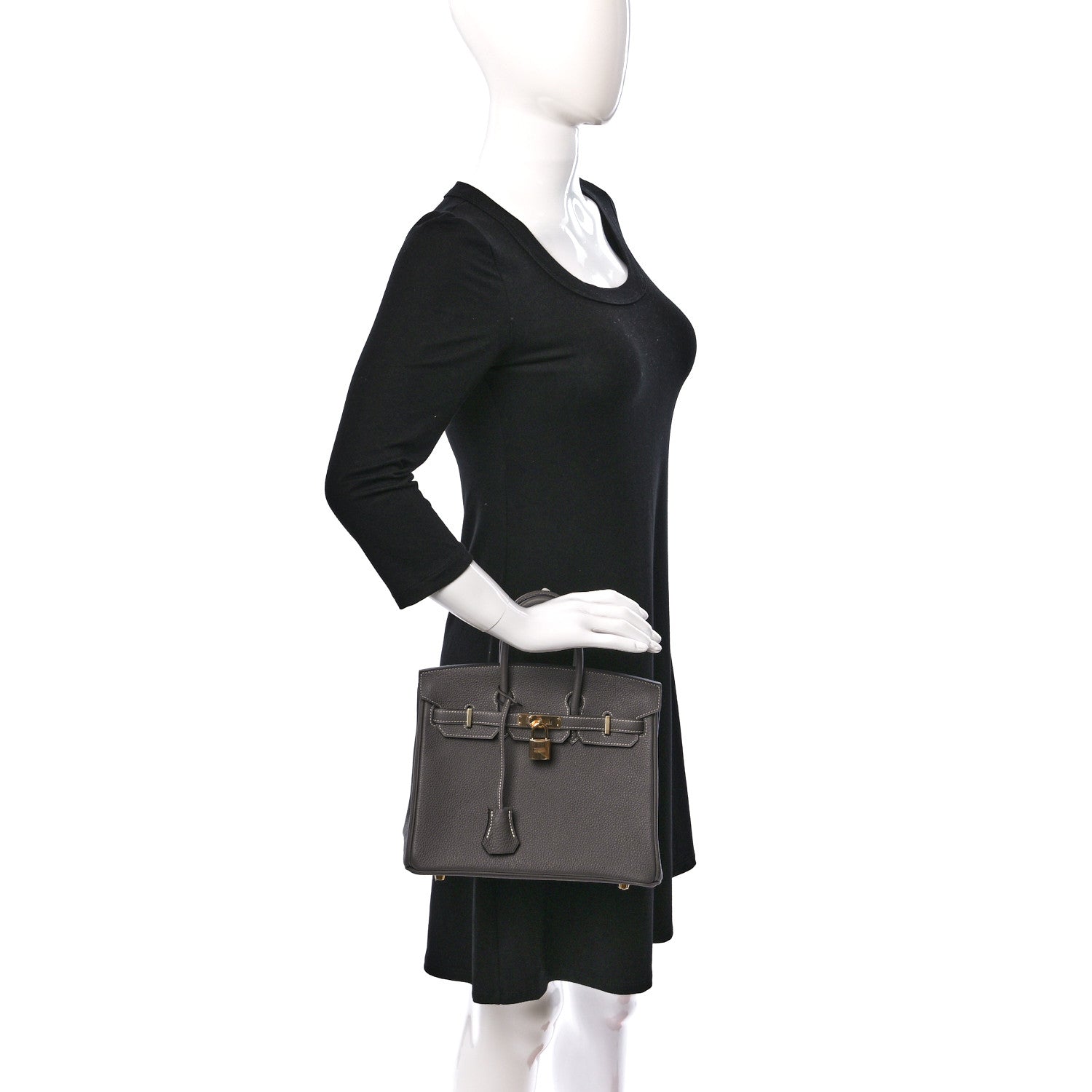 Hermes Togo Horseshoe Birkin 25 Etain Malachite 2 of 13