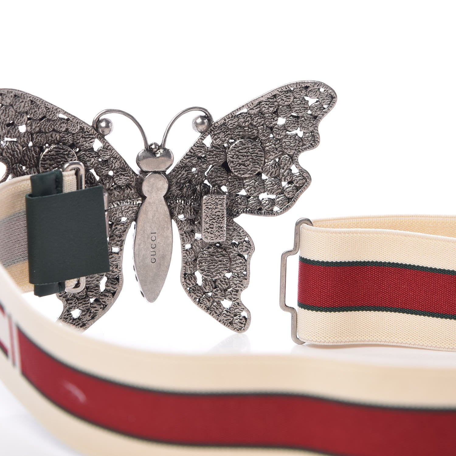 Gucci Jacquard Crystal Stripe Butterfly Belt 80 32 White 6 of 6