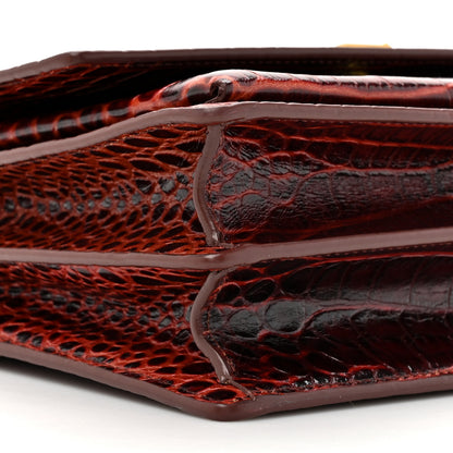 Saint Laurent Calfskin Crocodile Embossed Medium Monogram Sunset Amber 11 of 12