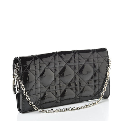 Christian Dior Patent Cannage Rendez-vous Chain Wallet Black 3 of 7