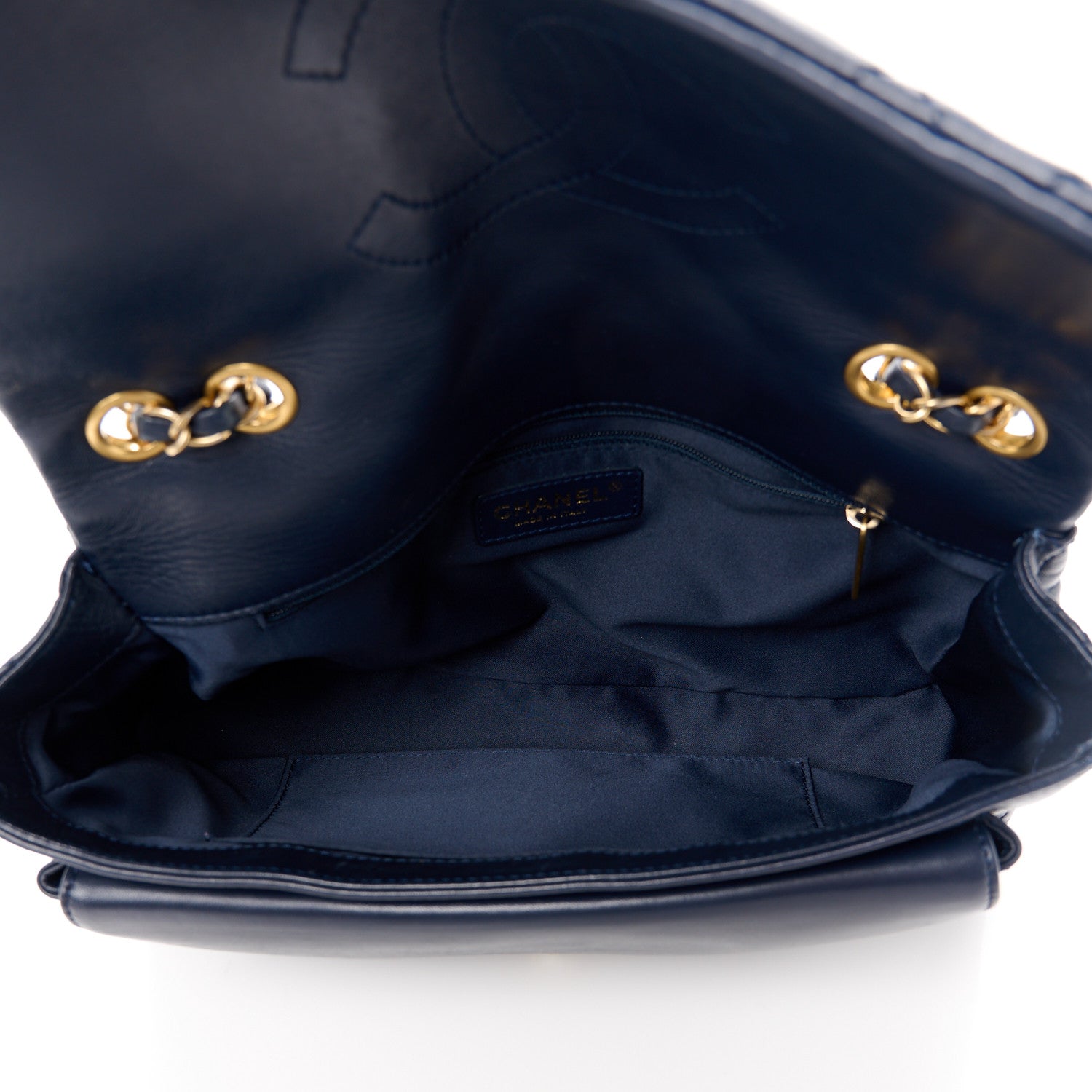 Chanel Lambskin Quilted Large Now and Forever Flap Navy 5 of 11