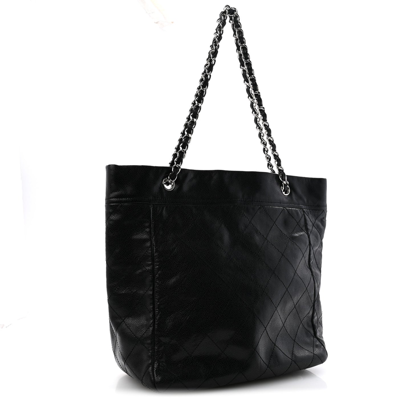 Soft Caviar Large Timeless CC Shopping Tote Black