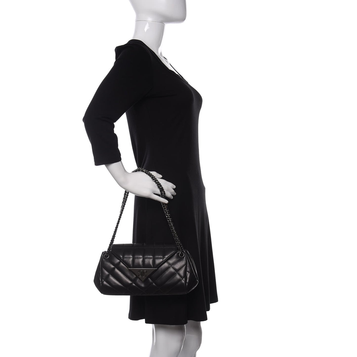 Lambskin Quilted Accordion Flap Black