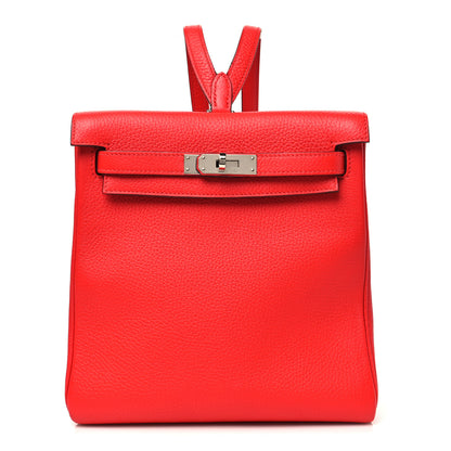 Hermes Taurillon Clemence Kelly Ado Backpack Rouge De Coeur 1 of 10