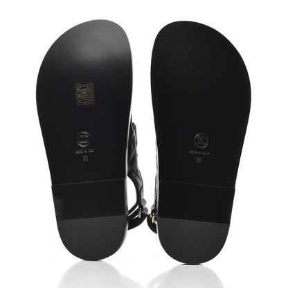 Chanel Grained Calfskin Velcro Dad Sandals 35 Black 5 of 11