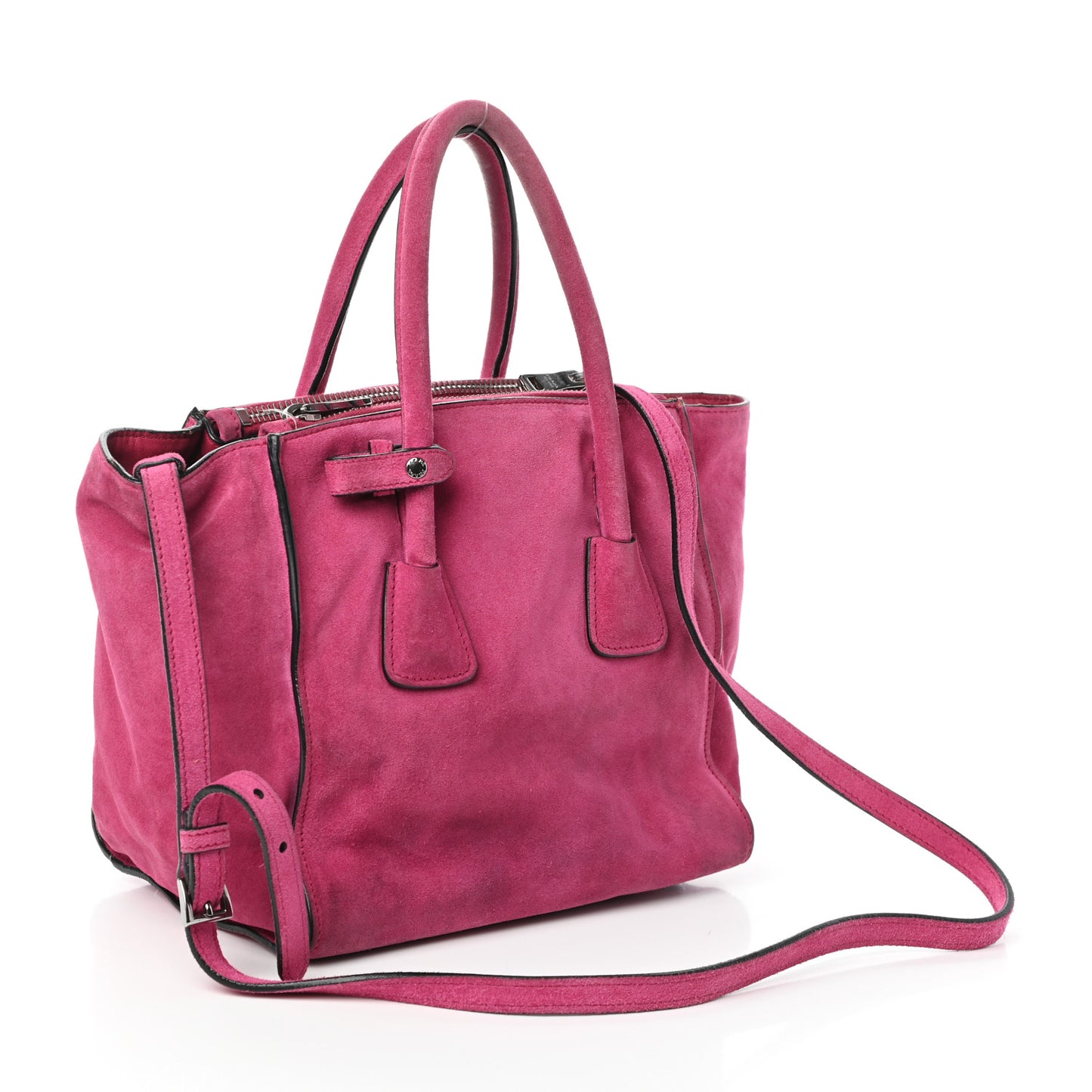 Scamosciato Suede Twin Pocket Tote Fuxia
