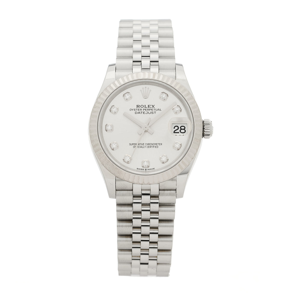 Rolex Stainless Steel 18K White Gold Diamond 31mm Oyster Perpetual Datejust Watch Silver 278274 1 of 5