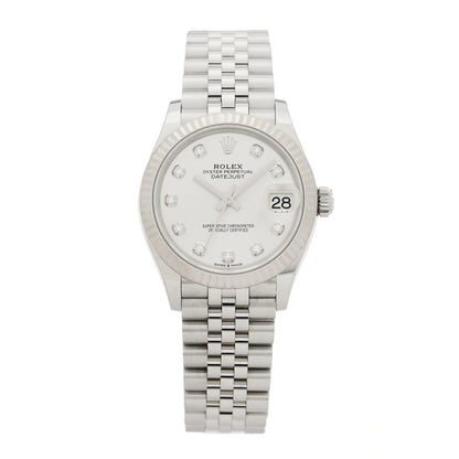 Rolex Stainless Steel 18K White Gold Diamond 31mm Oyster Perpetual Datejust Watch Silver 278274 1 of 5