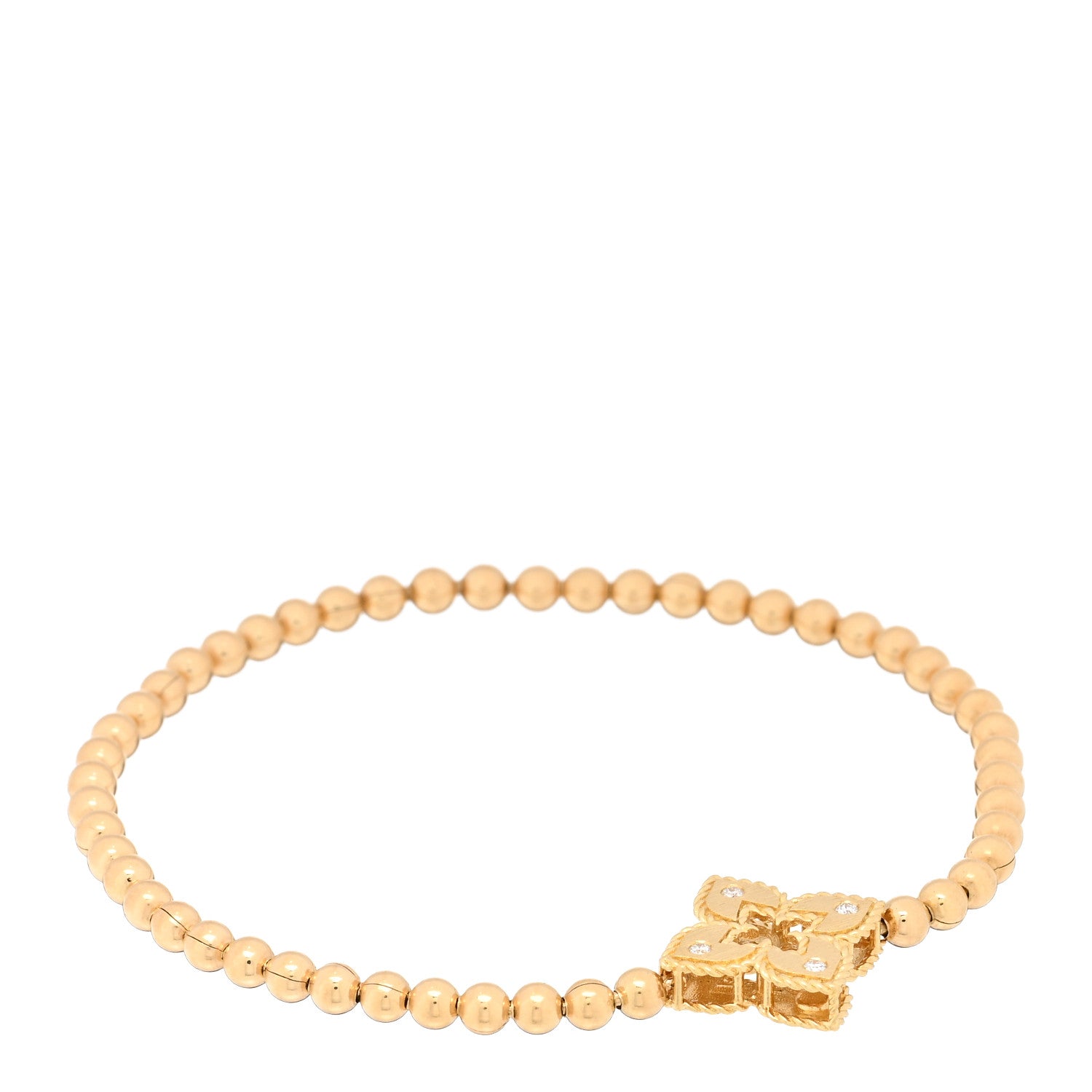 Roberto Coin 18K Yellow Gold Diamond Petite Venetian Small Station Stretch Bracelet 1 of 3