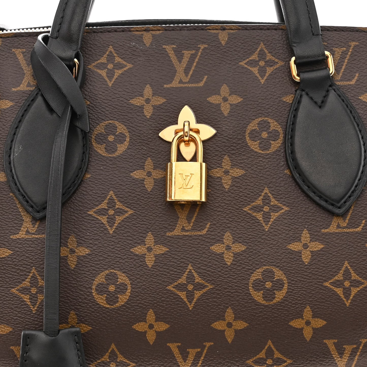 Monogram Flower Zipped Tote MM Black