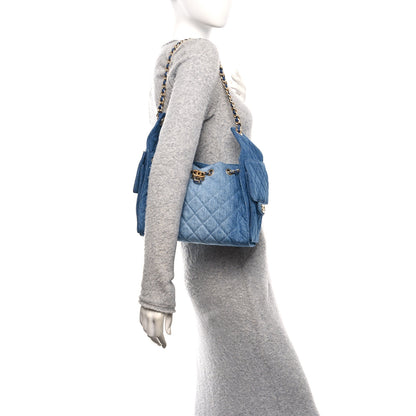 Chanel Washed Denim Quilted Small Chanel 25 Handbag Blue 2 of 11