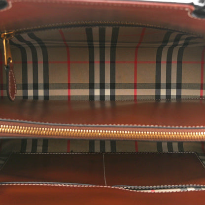 Burberry Calfskin Vintage Check Small Two Handle Title Bag Black 5 of 9