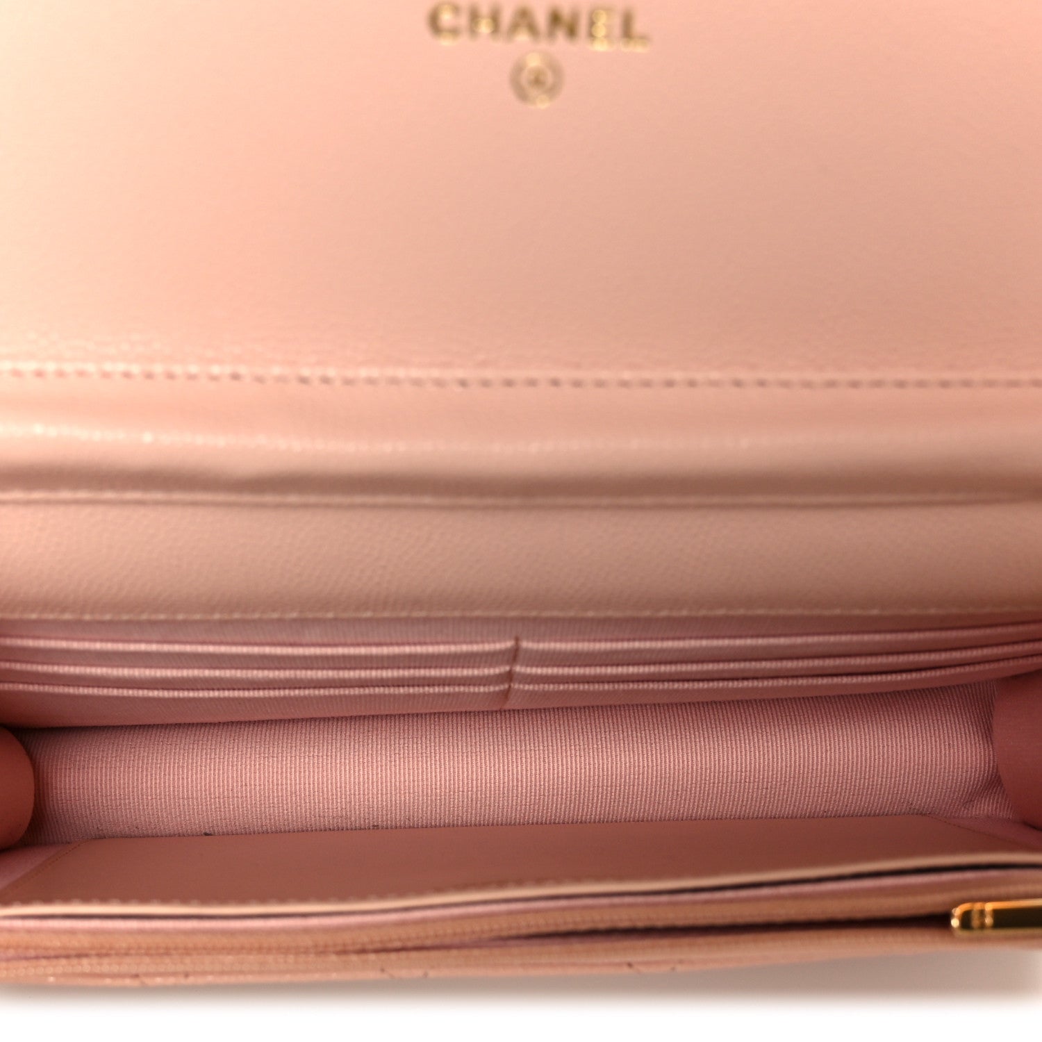 Chanel Grained Calfskin Quilted Strass CC Wallet On Chain WOC Light Pink 5 of 12