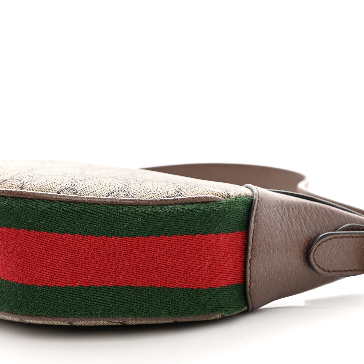 Gucci GG Supreme Monogram Textured Calfskin Web Mini Ophidia Half Moon Hobo Beige Ebony New Acero 10 of 10