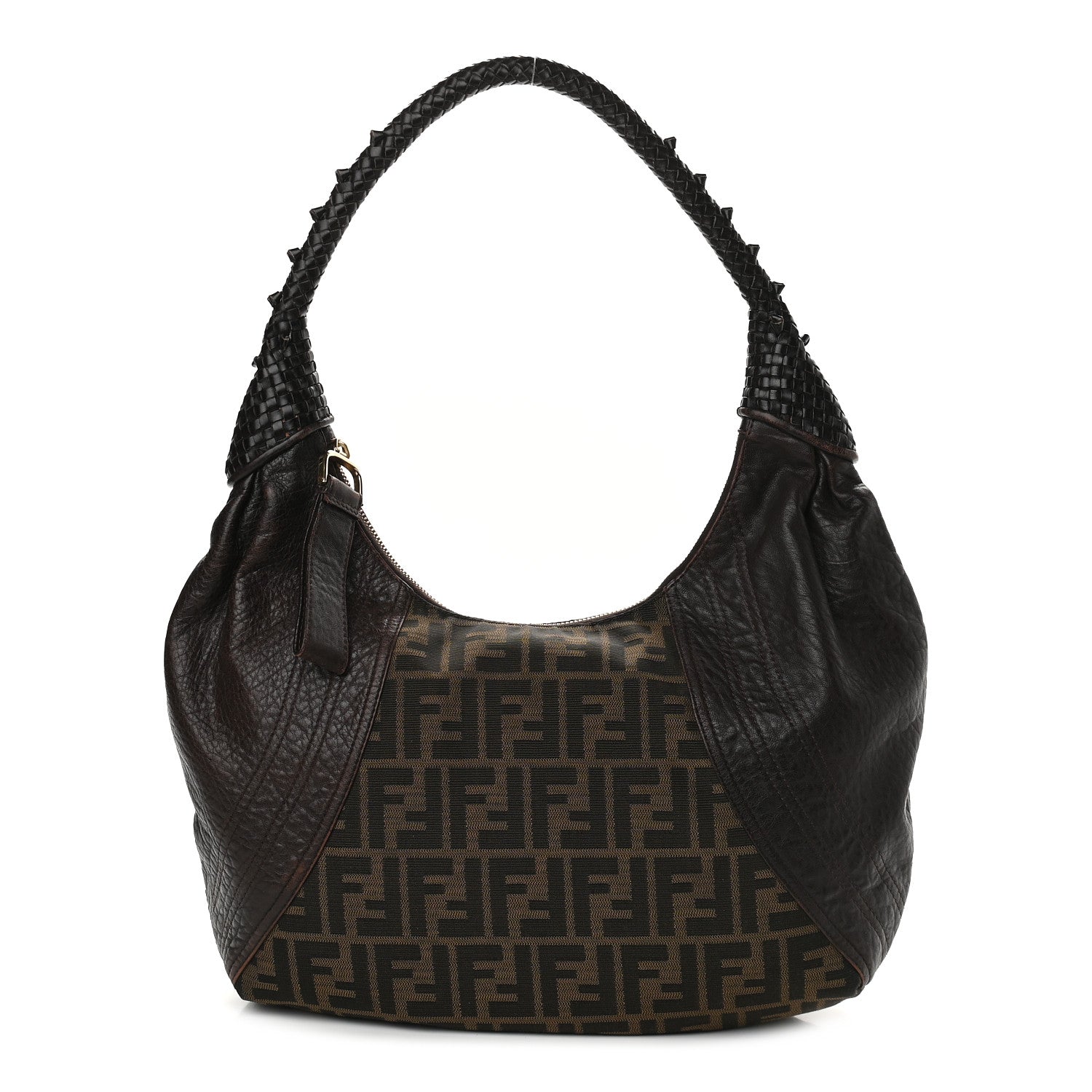 Fendi Zucca Nappa Nuvolata Vitello Tortuga Large Spy Hobo Tobacco Moro 1 of 8