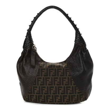 Fendi Zucca Nappa Nuvolata Vitello Tortuga Large Spy Hobo Tobacco Moro 1 of 8