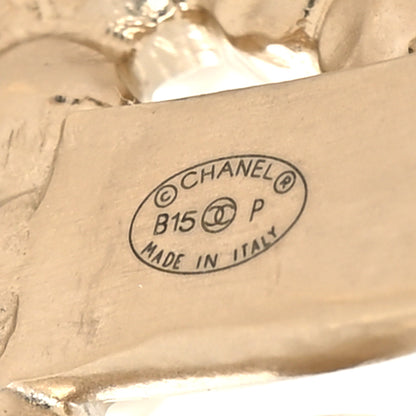 Chanel Pearl CC Cuff Bracelet Gold Pearly White 4 of 5