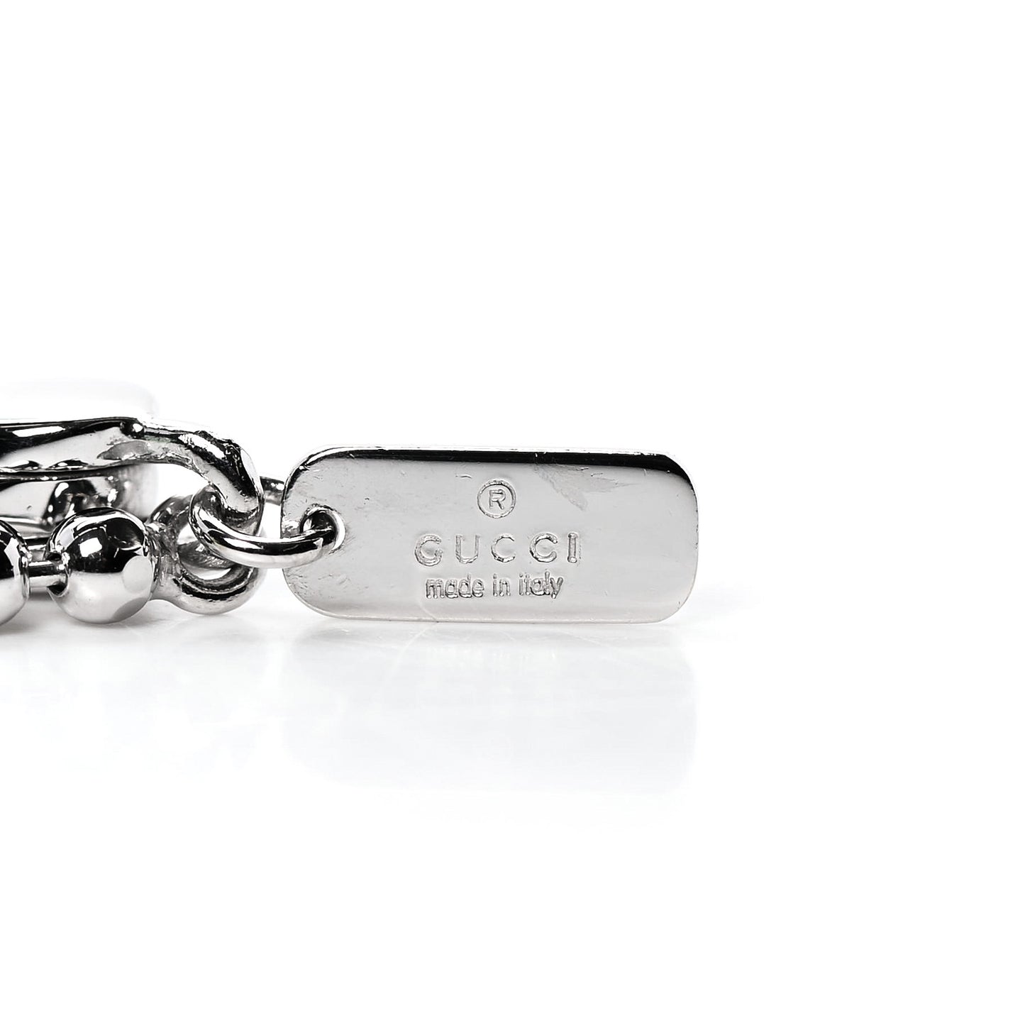 18K White Gold Diamond Script Logo Chain Bracelet