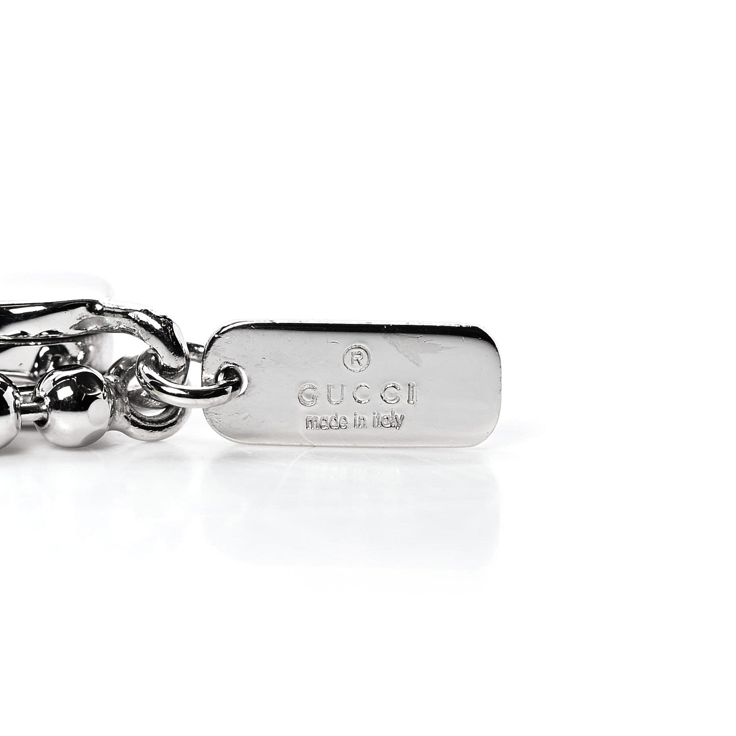 Gucci 18K White Gold Diamond Script Logo Chain Bracelet 5 of 5