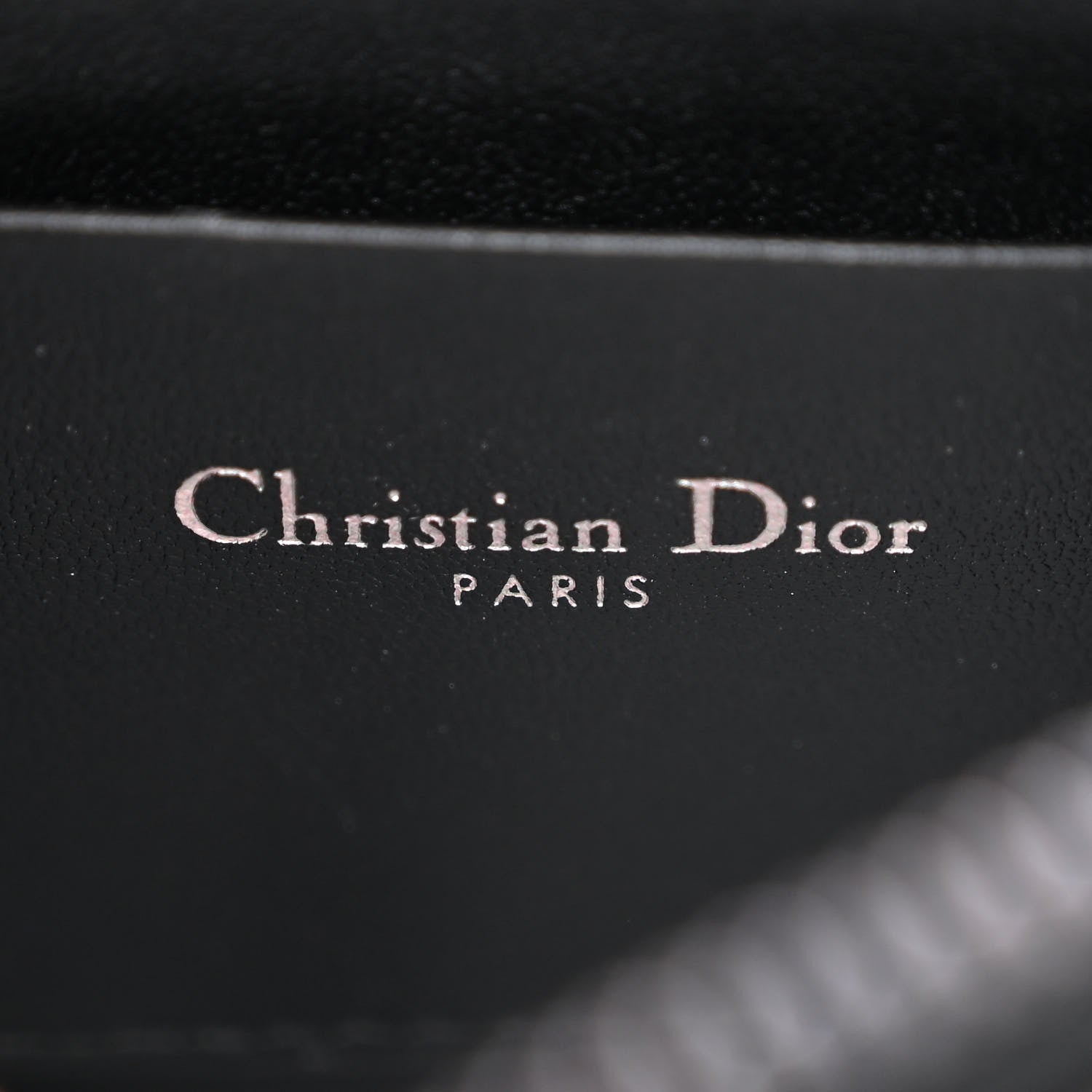 Christian Dior Calfskin Macrocannage Diamond Caro Zipped Pouch With Chain Black 8 of 13
