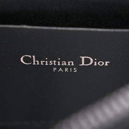 Christian Dior Calfskin Macrocannage Diamond Caro Zipped Pouch With Chain Black 8 of 13