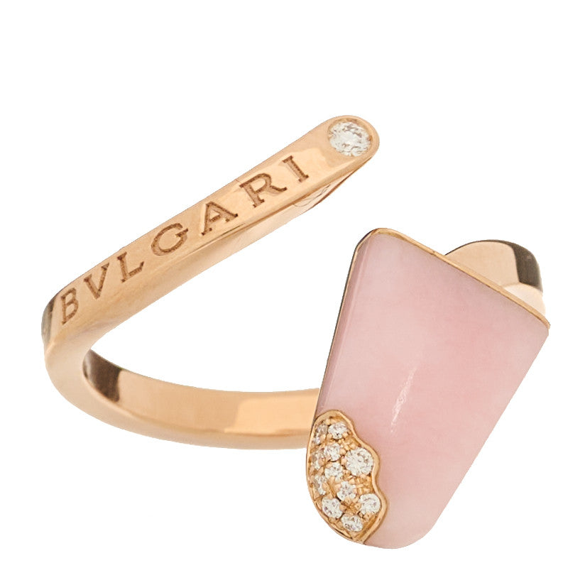 18K Rose Gold Diamond Pink Opal Gelati Ring 54 6.75