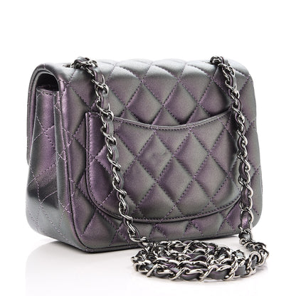 Chanel Iridescent Lambskin Quilted Mini Square Flap Dark Purple 3 of 8
