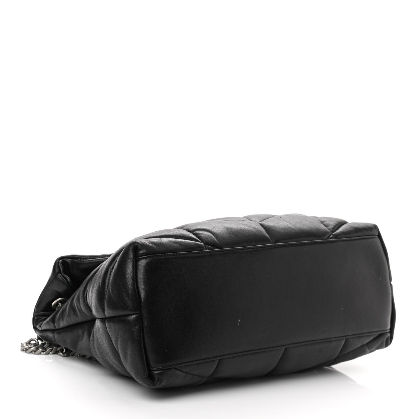 Lambskin Quilted Medium Loulou Puffer Monogram Chain Satchel Black