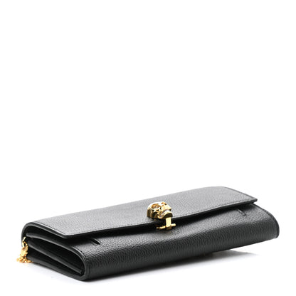 Alexander McQueen Pebbled Calfskin Skull Wallet on Chain Black 4 of 11