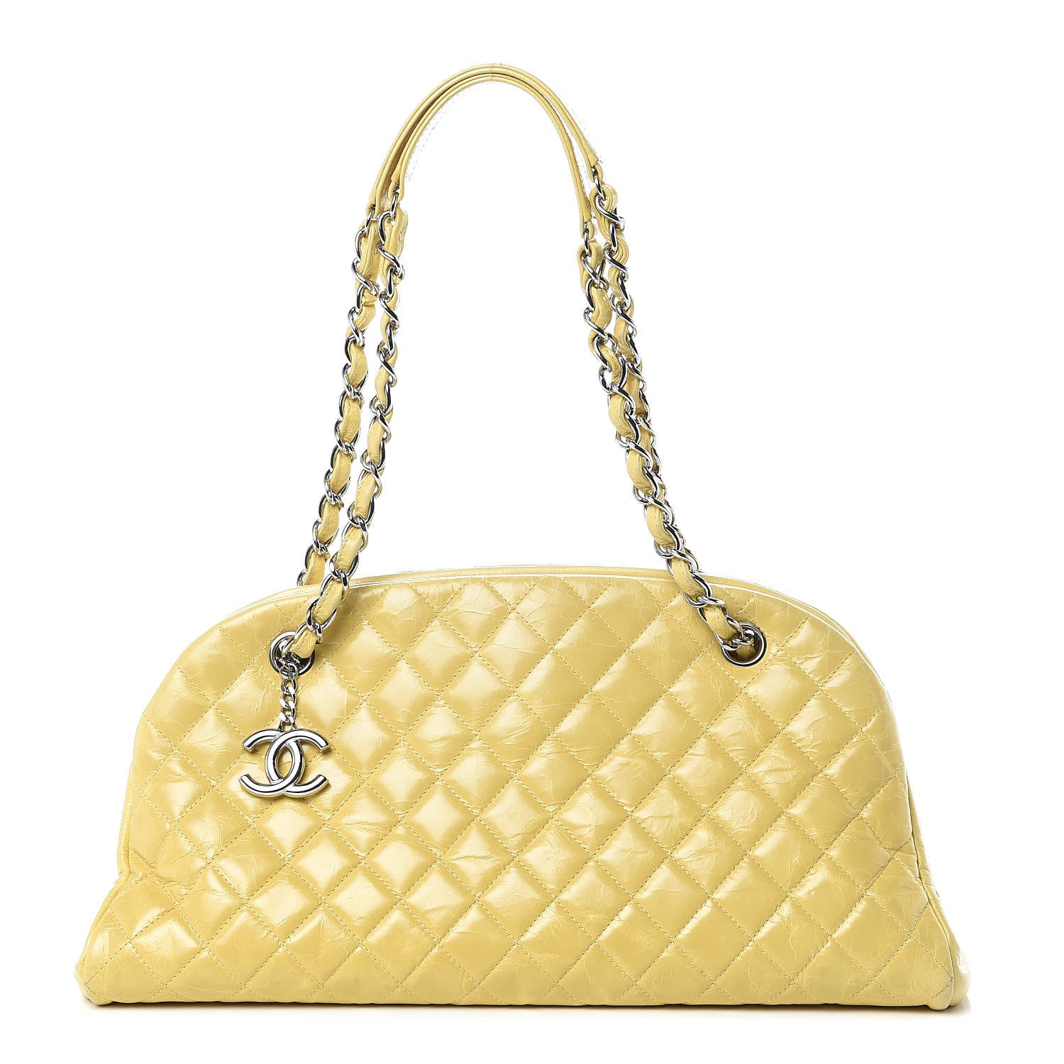 Chanel Glazed Calfskin Quilted Medium Just Mademoiselle Bowling Bag Yellow 1 of 9