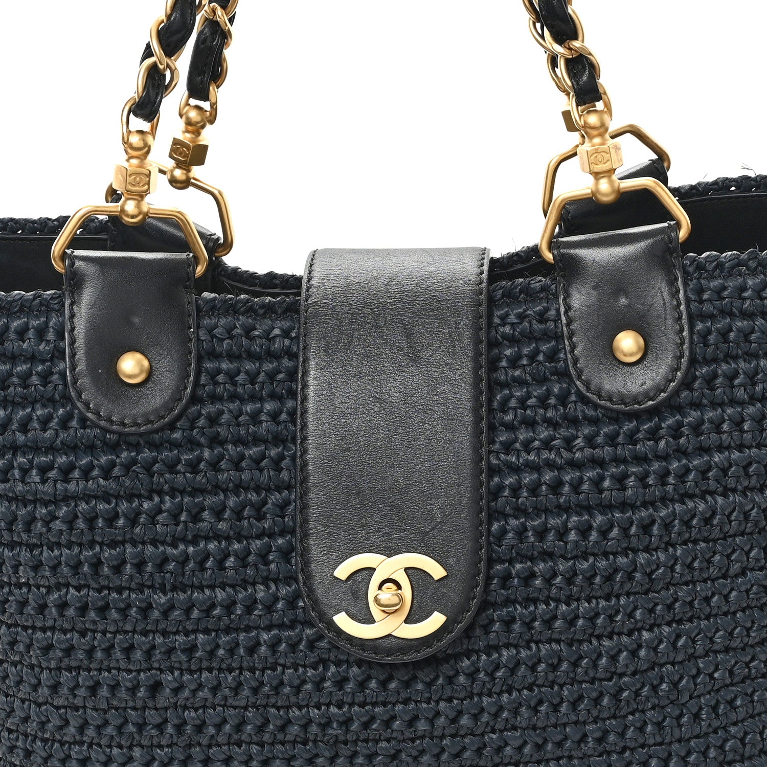Chanel Straw Raffia Tote Black 7 of 11