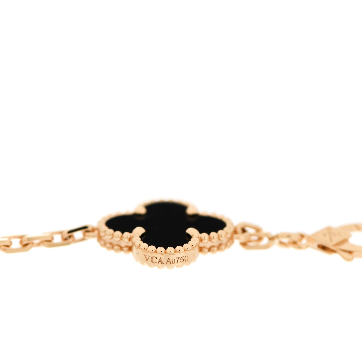 Van Cleef & Arpels 18K Yellow Gold Black Onyx 5 Motifs Vintage Alhambra Bracelet 4 of 6