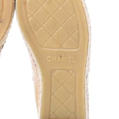 Chanel Lambskin CC Espadrilles 37 Beige Black 7 of 10