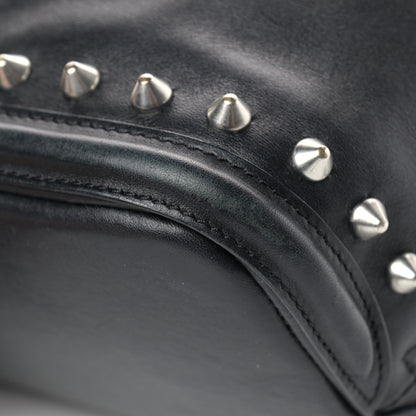 Alexander McQueen Pebbled Calfskin Skull Studded Padlock Tote Black 9 of 16