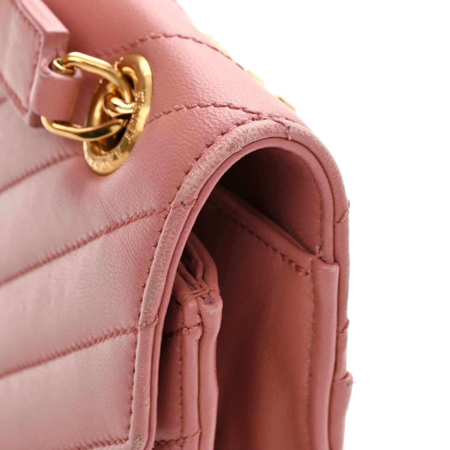 Saint Laurent Smooth Calfskin Matelasse Chevron Large Monogram Satchel Tender Pink 12 of 12