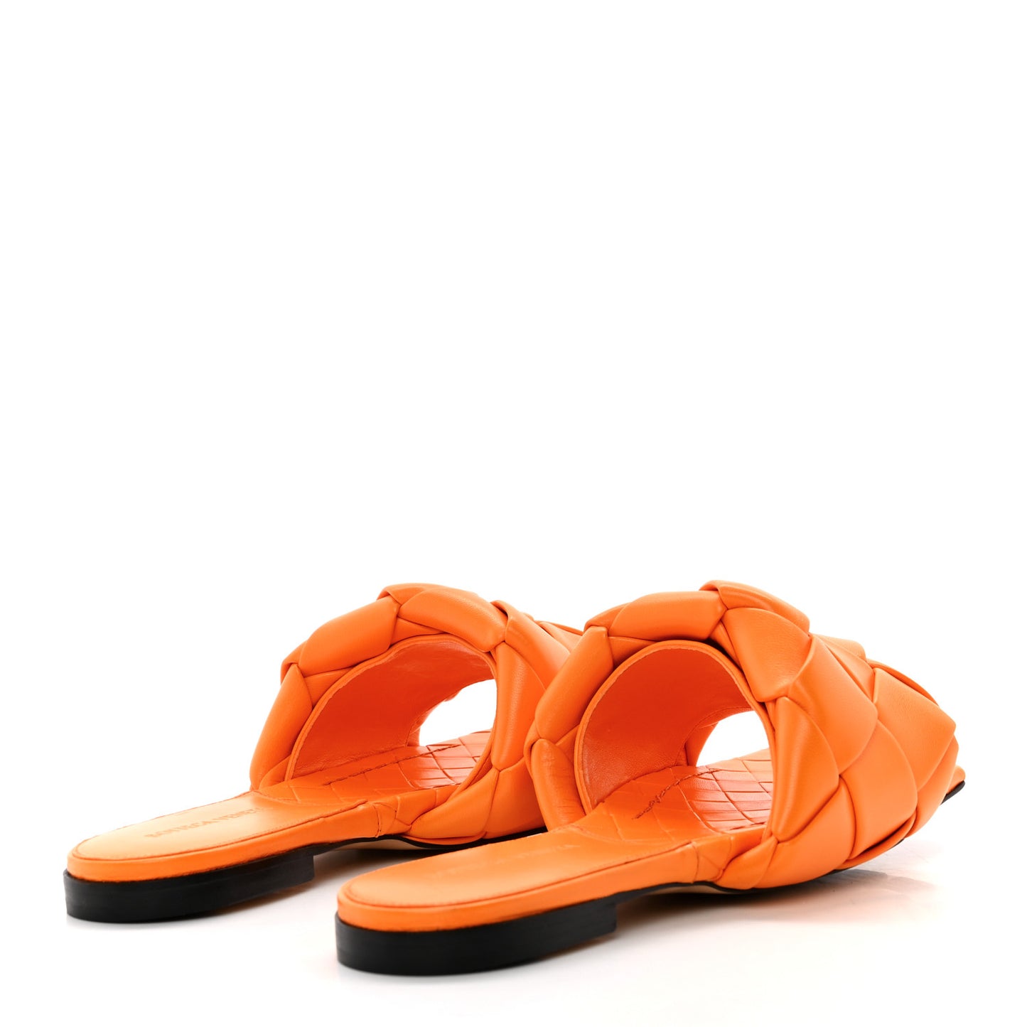 Nappa Maxi Intrecciato Lido Flat Sandals 38 Tangerine