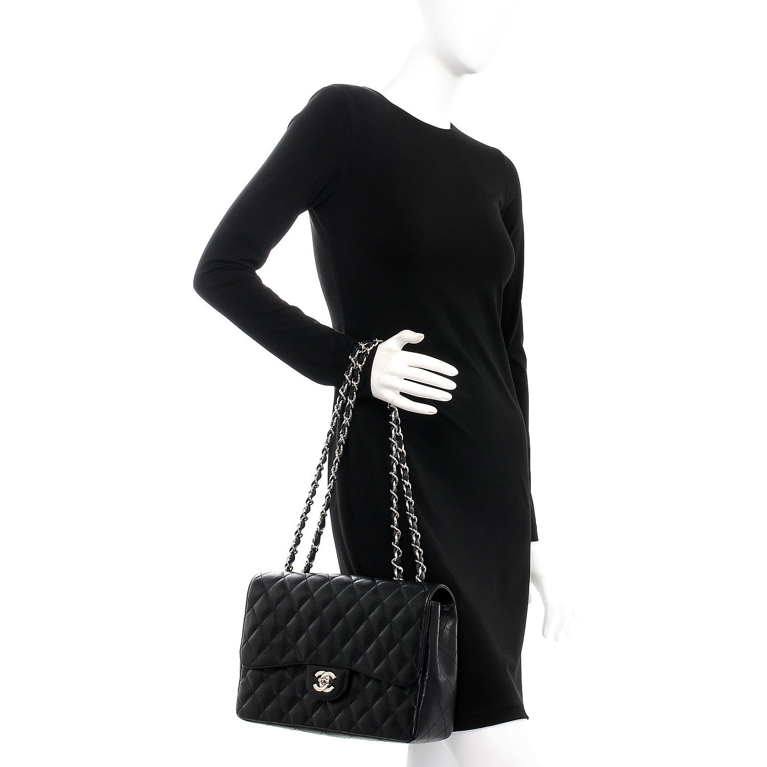 Chanel Caviar Quilted Jumbo Single Flap Black 3 of 9