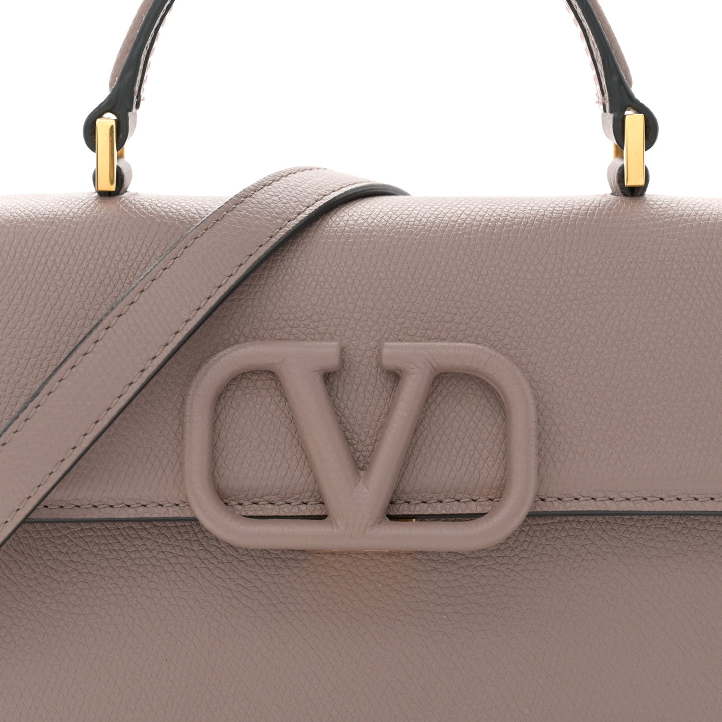 Grainy Calfskin Small VSling Top Handle Bag Clay