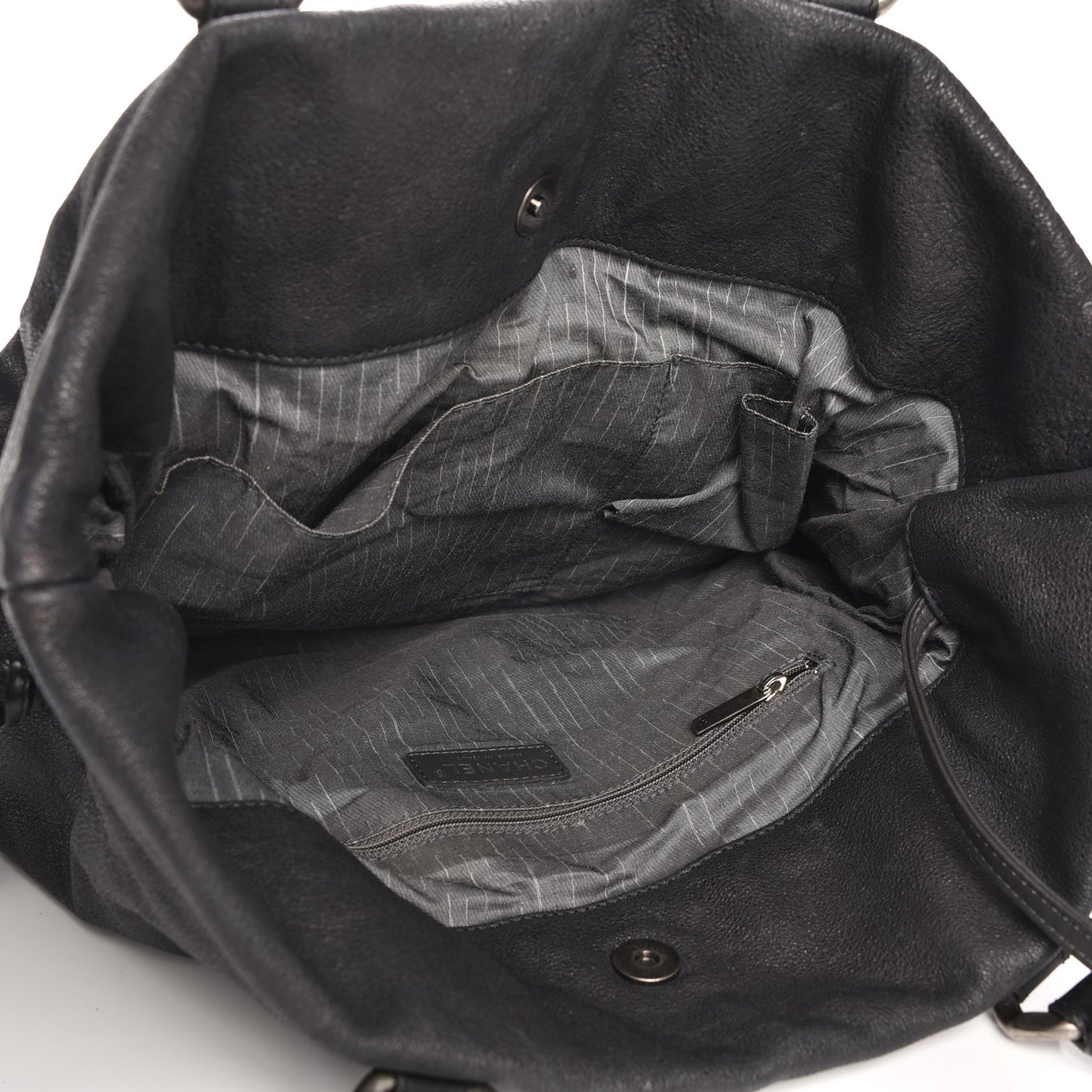 Chanel Washed Calfskin Drawstring Tote Black 5 of 11