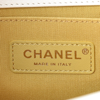 Chanel Lambskin Quilted Small Boy Studded Handle Flap White 5 of 15