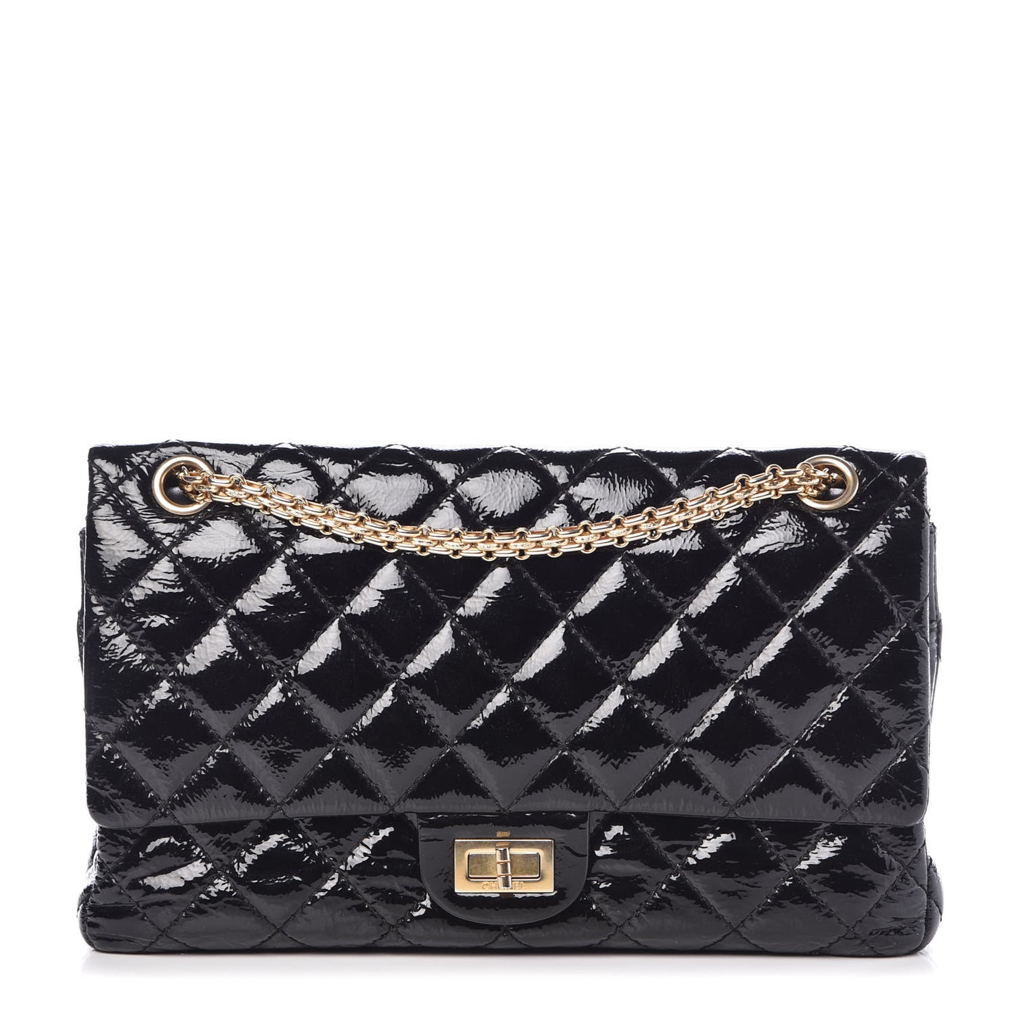Distressed Patent Quilted 2.55 Reissue 226 Flap Black