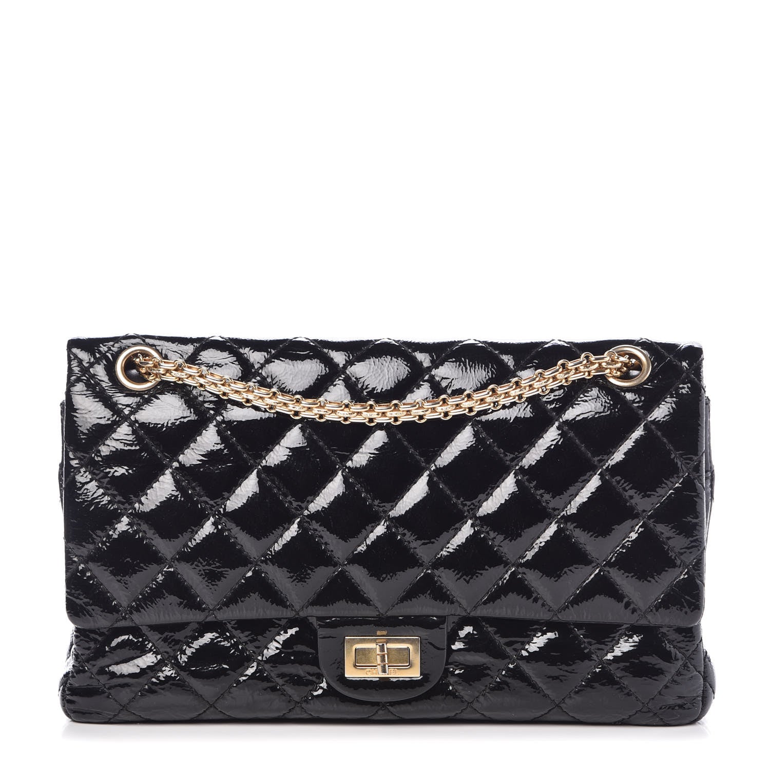 Chanel Distressed Patent Quilted 2.55 Reissue 226 Flap Black 1 of 10