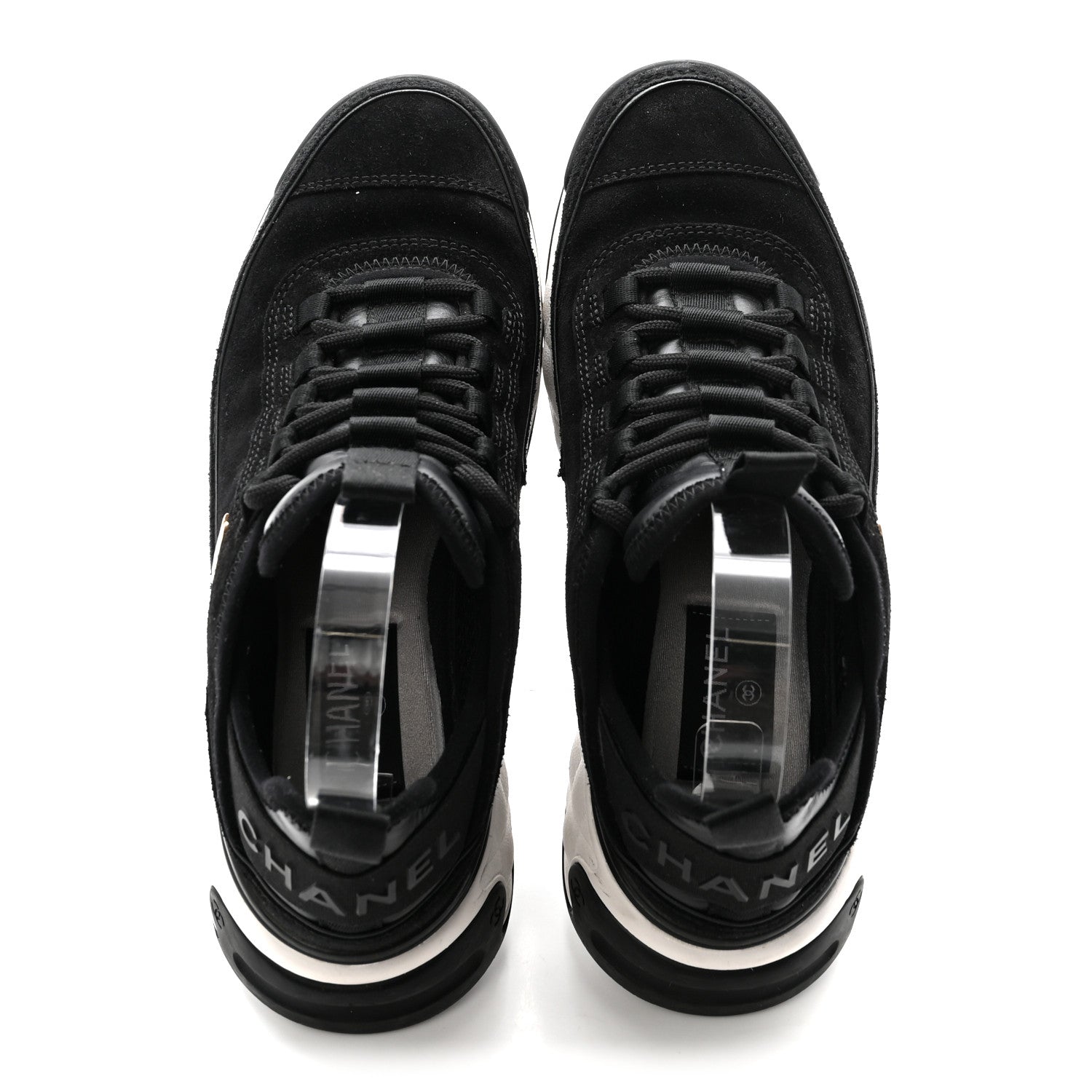 Chanel Suede Calfskin Nylon Grosgrain CC Sneakers 37 Black 2 of 9