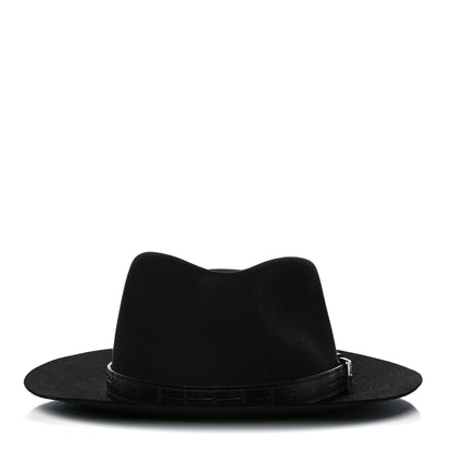 Hermes Felt Alligator Mens Barnabe Hat 57 Black 2 of 10