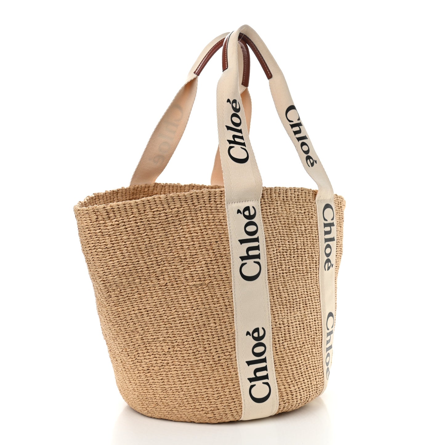 Raffia Large Woody Tote White