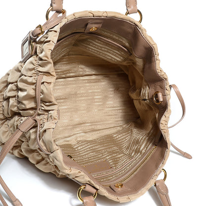 Prada Tessuto Nylon Gaufre Drawstring Tote Cammello 5 of 11