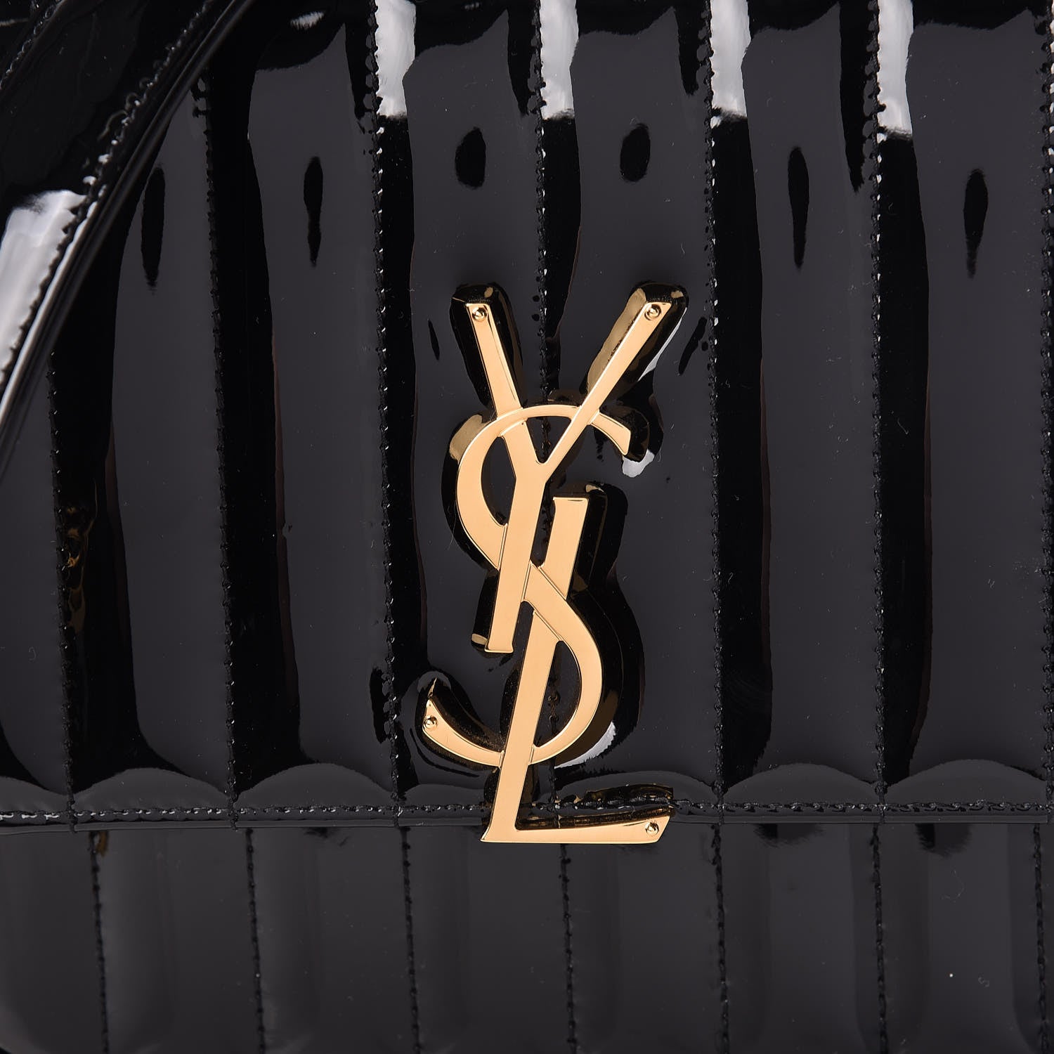 Saint Laurent Patent Calfskin Matelasse Monogram Medium Vicky Chain Bag Black 9 of 11