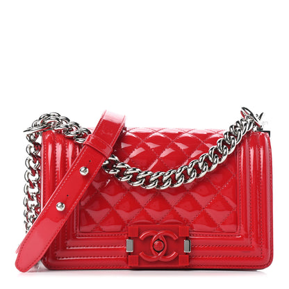 Chanel Patent Calfskin Quilted Small Plexiglass Boy Flap Red 1 of 10