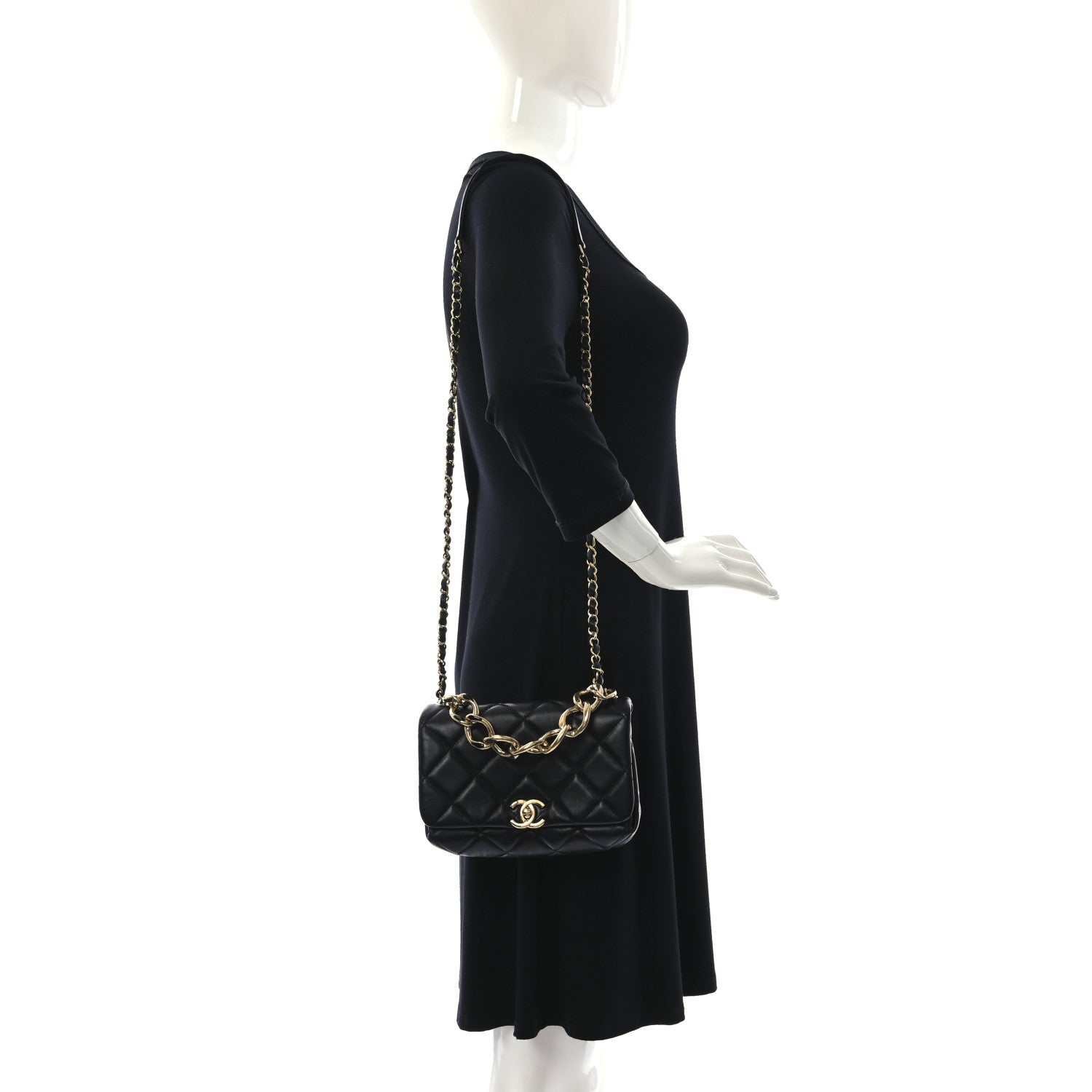 Chanel Lambskin Quilted Small Color Match Flap Black 2 of 10